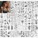 Konsait Temporary Tattoos for Adults Women Men Kids(60 Sheets)  Waterproof Temporary Tattoo Fake Black Tribal Body Art Stickers Face Arm Sleeve Neck Wrist Tattoos Totem Flower Butterfly Shark Feather