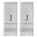 SKL Home Casual Monogram Hand Towel Set, J, 16x26, White 2 Pack