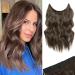 Ms Taj Brown Halo Hair Extensions with Adjustable Size Removable Clips 12inch Secret Invisible Hair extension Synthetic Curly Hair Pieces for Women 12 Inch Brown