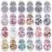 24 Boxes Holographic Nail Art Sequins Sets Glitter Mermaid Powder Nail Art Decorations 3D Flakes Shiny Powder Dust Iridescent Manicure Tips Charms for Face Eyes Body Hair Nail Art (Chic Pattern)