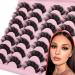 False Eyelashes D Curl Lash Strips Fluffy Wispy Mink Lashes Look Like Extensions Russian Strip Lashes Natural Look Volume Dramatic Short Fake Eye Lashes 16mm Pack pesta as postizas naturales 14 Pairs D Curl Short Lashes-...