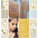 8 Sheets Metallic Temporary Tattoos for Women Teens Girls - Gold Silver Glitter Shimmer Designs - 100+ Color Flash Waterproof Tattoo Stickers - Caicos - Buy Online on GoSupps.com