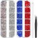 4488 Pieces Nail Art Rhinestones Crystal Flatback Rhinestones with Rhinestone Picker Pick Up Tweezers for Nails Art Clothes Shoes Bags Decoration (Red, Blue, AB Color, Clear)