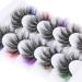 False Eyelashes with Color, ALPHONSE 5D Fluffy Faux Mink Colored Lashes Dramatic Decoration Eye Lashes Set for Cosplay Costumes 5 Pairs Pack 1-5/ Color-Mixed
