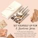 Zoe Ayla Make-Up Brush Set With Vegan Leather Storage Bag Beige 24 Piece - Buy Online on GoSupps.com