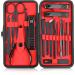 Kichly manicure set for women- 18-part women's and men's pedicure set- Nail set Tools & accessories- nail clip set with travel case- nail scissors (red/black)