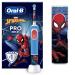 Oral-B Pro Kids Spiderman electric toothbrush/Electric Toothbrush children from 3 years including sensitive+ mode for dental care extra soft bristles 1 on the plug brush 1 travel case 4 stickers blue/red 1 piece (1 Pack) Spiderman with travel case