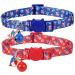 BoomBone 2 Pack American Flag Cat Collar Breakaway with Bell, USA Kitten Collar for 4th of July Independence Day