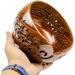Rosewood Yarn Storage Bowl with Carved Holes | Knitting Crochet Accessories - Medium | Nagina International - Buy Online on GoSupps.com