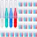 100 pieces interdental brush toothpick dental tooth floss head oral hygiene interdental brush tooth flap toothpick cleaning tooth cleaning tool (red blue white and green)