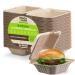Stack Man-BG-60HT1K 100% Compostable Clamshell Take Out Food Containers 6x6" 50-Pack Heavy-Duty Quality to go Containers, Natural Disposable Bagasse, Eco-Friendly Biodegradable Made of Sugar Cane Fibers 6X6" Clamshell -- 50 Pack