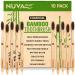 Bamboo Toothbrushes, Charcoal Toothbrushes, Soft Bristle Toothbrush - Natural Wood Toothbrushes Bulk (10 Pack)