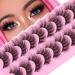 False Eyelashes Dramatic Fluffy Mink Lashes Wispy 20mm Curly FANXITON 3D Fake Eyelashes 10 Pairs Pack 20MM-C01