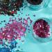 Holographic Glitter Shapes by Moon Glitter 100% Cosmetic Glitter for Face Body Nails Hair and Lips - 3g - Silver - Buy Online on GoSupps.com