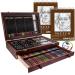 U.S. Art Supply 145-Piece Mega Wood Box Art Painting and Drawing Set in Storage Case - 2 Sketch Pads 24 Watercolor Paint Colors 24 Oil Pastels 24 Colored Pencils 60 Crayons 2 Brushes Artist Kit