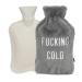 Fisura hot water bottle. Hot water bottle 2 L. Hot water bottle with soft cover. Bag for pain relief. Washable. (F*cking cold grey)