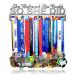 Lapetale Fashion Medal Hanger Holder Display Wall Rack Frame Shelf-Medal Hanger Awards Ribbon Cheer Gymnastics Soccer Softball Holder Display Custom Rack for 60 Medals Easy to Install Silver 16 Inches Long with gift Box Package
