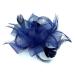 Looped Feather Comb Fascinator for Women Ladies Day Races Ascot Weddings Hair Piece (Navy Blue)