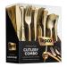 160 Plastic Silverware Set - Plastic Cutlery Set - Disposable Flatware - 80 Plastic Forks, 40 Plastic Spoons, 40 Cutlery Knives Heavy Duty Silverware for Party Bulk Pack (Gold)