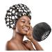 Aunllke Terry Cloth Lined Shower Cap for Women Large Double Layer Shower Cap with Microfiber Dry Hair Function Resuable Waterproof Breathable Bath Cap Black&White Dots Design