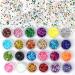 Festival Glitter Face Glitter 24 Color Biodegradable Glitter Holographic Nail Sequins for Face Hair Body Nail Eye Cosmetic Glitter for Wax Melts Pride Makeup Art Nail Crafting Party Colour 3