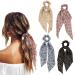 YOHAMA Scarf Scrunchies Hair Scrunchies with Tail Long Ribbons Scrunchy Women Hair Ties Ponytail Holder Hair Accessories for Girls Holiday Decoration Bun Hairstyles Curly Hair Girlfriend Gifts. G-Floral Print (4 Count)
