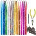47 Inch 12 Colors Hair Tinsel Kit Hair Extensions With Tool 2400 Strands Sparkling Dazzle Glitter Shiny Fairy Hair Heat Resistant set1(3 tool)