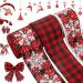 Christmas Buffalo Plaid Ribbon 3 Rolls 6.56Yards x 2.5 Inch Burlap Wired Edge Plaid Ribbon Fabric Craft Ribbon for Gift Wrapping DIY Crafts Christmas Decorations Floral Bows Wreath