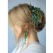 Kercisbeauty Green Beads Headpiece with Earrings Gold Headband for Brides Side Headband Hair Accessories Vintage Wedding Jewelry Handmade - Buy Online on GoSupps.com