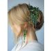 Green Beads Headpiece with Earrings | Gold Bridal Headband Set - Buy Online on GoSupps.com