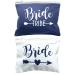 12 PACK SET + 1 BRIDE BAG | AMERIBA Premium XL Natural Cotton Canvas Makeup Bag- Bridesmaids Gifts for the Bachelorette Party or Bridal Shower (White & Navy Blue)