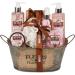 BRUBAKER Cosmetics Bath and Shower Set Coconut & Strawberry Fragrance - 10-piece gift set in vintage tub