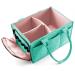 Mollieollie Premium Baby Diaper Caddy Organizer | Portable Nursery Storage Bin | Planner Caddy | Portable Craft Storage Organizer | Car Seat Tote with Zipper Pocket & 5mm Heavy Duty Felt (Teal/Rose)