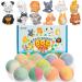 Bath Bombs with Cute Dogs Figures for Kids, 12 Packs Bubble Bath Bombs with Surprise Inside, Natural Essential Oil SPA Bath Fizzies Set, Birthday Gift for Boys and Girls Easter Basket Stuffers Dog Toys