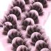 wiwoseo Eyelashes Natural Volumn Faux Mink Lashes Natural Wispy Fluffy Curly Lashes 17MM 3D Effect Fake Eyelashes Little Dramatic 10 Pairs