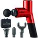 NoCry Professional Deep Tissue and Muscle Massage Gun; Cordless and Handheld with 5 Speeds (max 3200 BPM) and 4 Attachment Heads; Relief for Athletes, Office Workers. Red