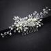 Wedding Hair Accessories Fanvoes Hair Pieces Comb for Brides Bridal-Silver Vintage Headpiece Clip Barrette Jewelry w/Handmade Flower Ivory Pearl Leaf Rhinestone Crystal for Women Girls Bridesmaid