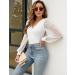 Fayenne Womens Tops Deep V Neck Cross Wrap Sexy Tops Polka Dot Mesh Long Sleeve T Shirt Casual Blouses M White - Buy Online on GoSupps.com