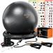 Exercise Ball Chair, Yoga Ball Chair With Resistance Bands, Pregnancy Ball with Stability Base & Poster. Balance Ball Chair Pilates Ball for Fitness, Home Gym, Physio, Birthing, Office & Working Out Black 65cm (Height 5'4" - 5'10")
