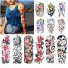 Kotbs 12 Sheets Full Arm Temporary Tattoo, Sexy Temporary Tattoos for Men Women Girls Flowers, Waterproof Full Arm and Half Arm Sleeves Body Tattoo Stickers Floral