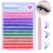 wiwoseo Colored Lash Clusters Colorful Lash Extensions Clusters DIY Individual False Lashes Cluster DD Curl Color Lash Cluster for Festivals Full of Volume Colored Lashes Extension for Beginners Y-cluster lashes 15MM-i
