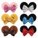 Qearl 6 Pieces Sequin Mouse Ears Hair Clips Mouse Hair Bows with Alligator Clips Hair Accessories for Theme Park Costume Party Decoration for Toddlers Girls Double Ear