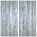 2 Pack 3.2ft x 8.2ft Silver Metallic Tinsel Foil Fringe Curtains Door Streamer Photo Booth Backdrop for Birthday Graduation Engagement Bridal Shower Bachelorette Baby Shower Party Decorations
