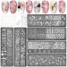 NICENEEDED 8Pcs Nail Stamping Tools Kit Nail Art Plate Kit Included 8Pcs Nail Art Stamping and Nail Plate Stamper Nail Scraper with Flower Marine Geometric Leaves Image Plates for DIY Nail Decoration Style 0