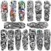 Konsait 15 Sheets Large Temporary Tattoos Full Arm Tattoo Sleeves Temporary Sleeve Tattoos Large Fake Body Art Arm Chest Shoulder Tattoo Black tattoo Body Stickers for Man Women
