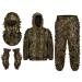 Ghillie Suit Full Face Mask Gloves Set, Ginsco 3D Leafy Camo Suit, Ghillie Suit for Men, Gilly Suet, Camoflage Woodland Pants Jacket Hood for Outdoor Hunting Airsoft Sniper Costume Wildlife Photography Military Game Halloween X-Large/XX-Large