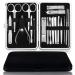 ENTT Manicure Pedicure Grooming Set Kit Gift for Men/Women – 18 Piece Steel Finish Tools - Premium Quality Sharp Professional Nail Clippers – For Home, Travel – All Purpose – Black Case