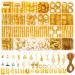 Qinzave 285 pieces of golden hair jewelry for braids gold-dreadlock jewelry accessories braid jewelry with golden trailers LOC jewelry for hair-dradlocks gold rings Gold rings clips for dreadlock accessories