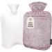 Qomfor Hot Water Bottle with Premium Faux Fur Cover - 1.8l Large - Pain Relief for Neck, Shoulders, Hands and Feet - Kangaroo Pocket - Cosy Nights - Plum - Buy Online on GoSupps.com