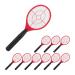 10 x electrical fly swatter without chemical fabrics fly slower against flying mosquitoes & mosquitoes Fly Swatter red red 10 pack